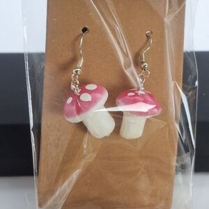 NWT mult colored mushroom foam dangling earrings.  Mbarnes productions